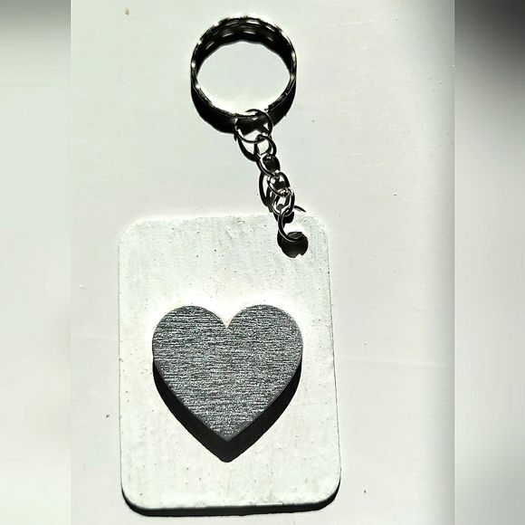 NEW Handmade Keychain Bag Tag! Italian Wood ArtDeco9. "I LOVE My Bag" Wood Heart - Picture 5 of 6
